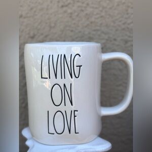 Rae Dunn White Ceramic Mug with Black Text